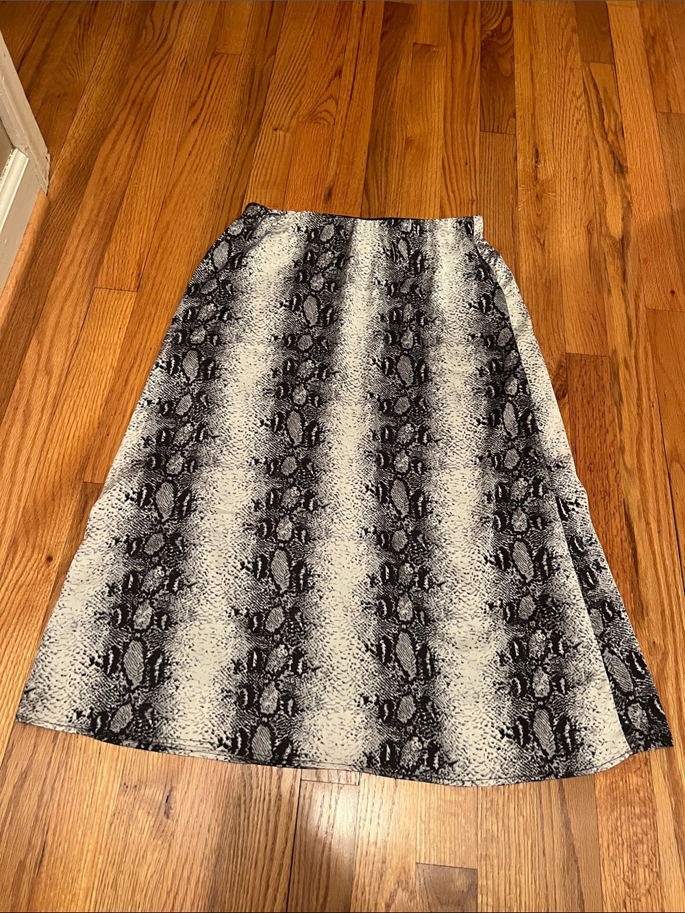 WD.NY Black and White Snake Print Midi Skirt